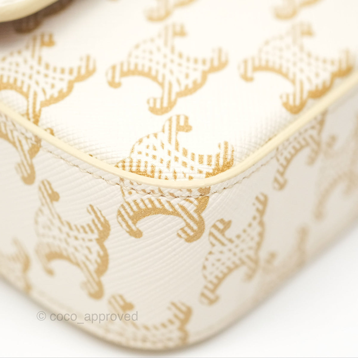 Celine Triomphe Shoulder Bag White Calfskin Triomphe Canvas