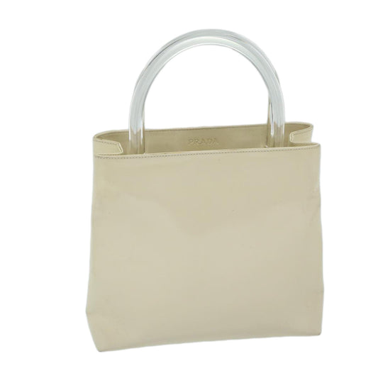 PRADA Hand Bag Enamel White Auth 69200