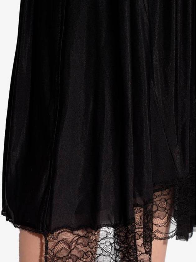 Luxury Balenciaga  Lace Trimmed A-Line Skirt Black