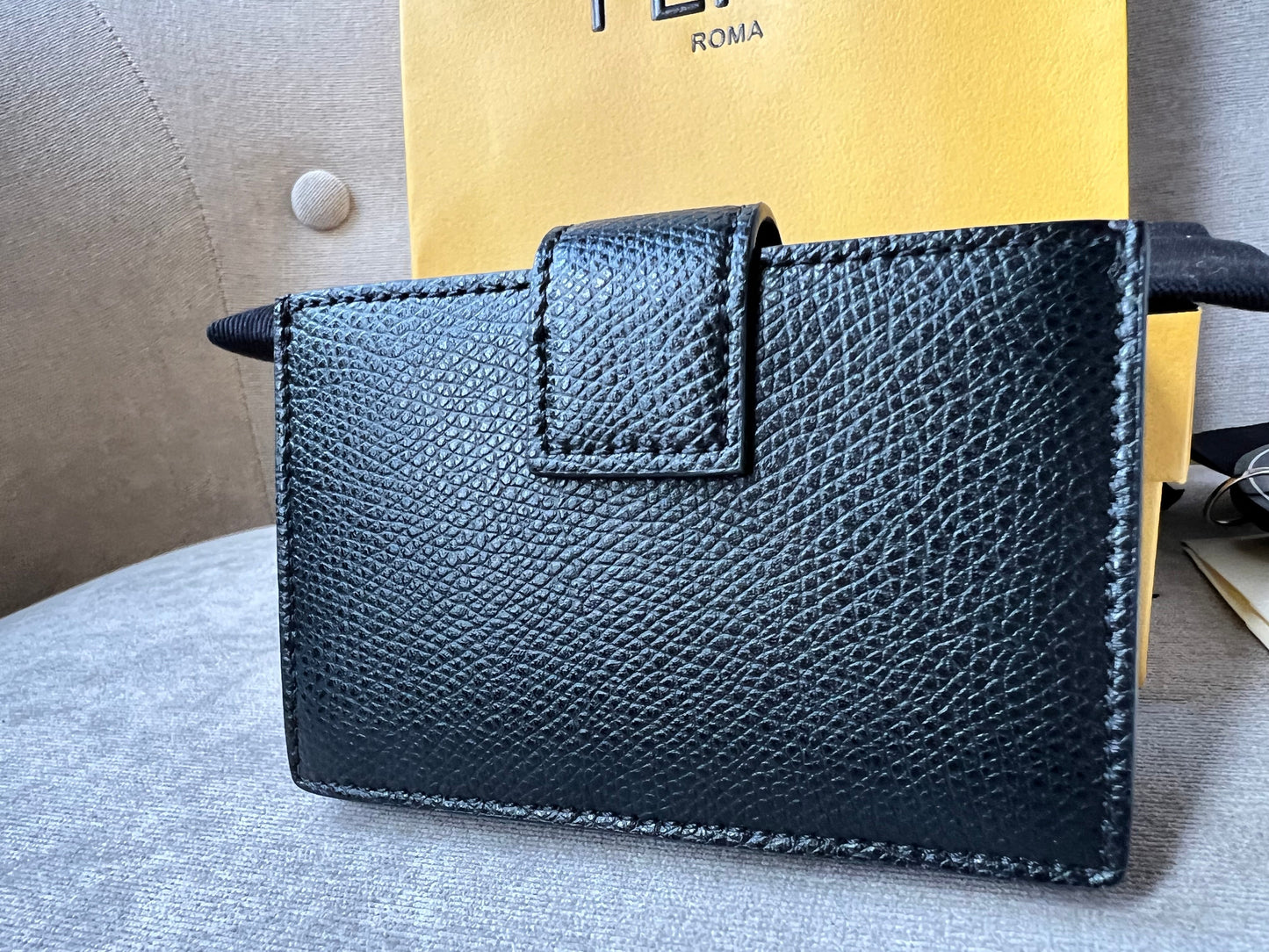 Fendi Black Gusseted Card Holder