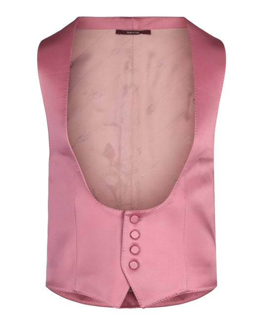 Gucci Mens Button-Up Satin Vest Pink