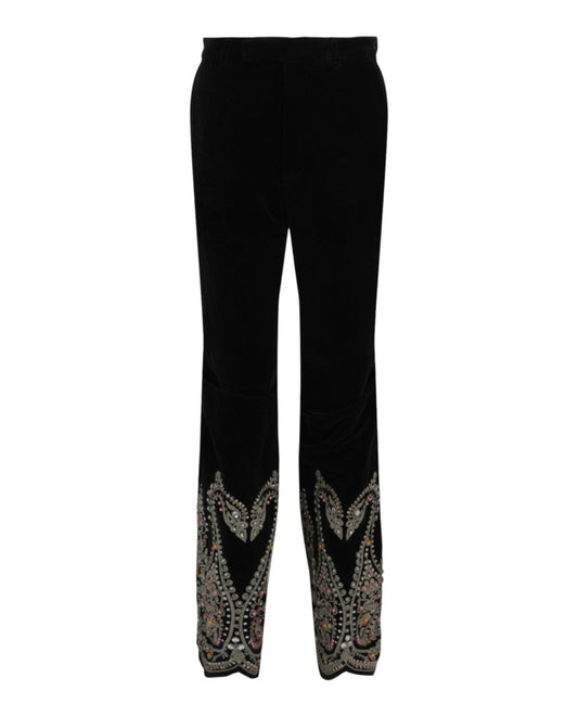 Gucci Mens Embroidered Velvet Pants