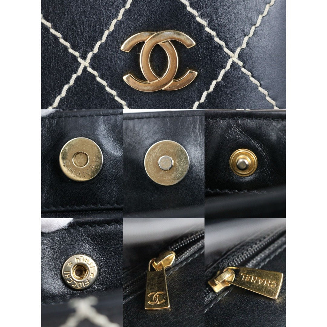 Good ( Rank AB)｜ CHANEL Calf Leather Wild Ditch Hand Bag Made In 2002～2003Year｜S25030604