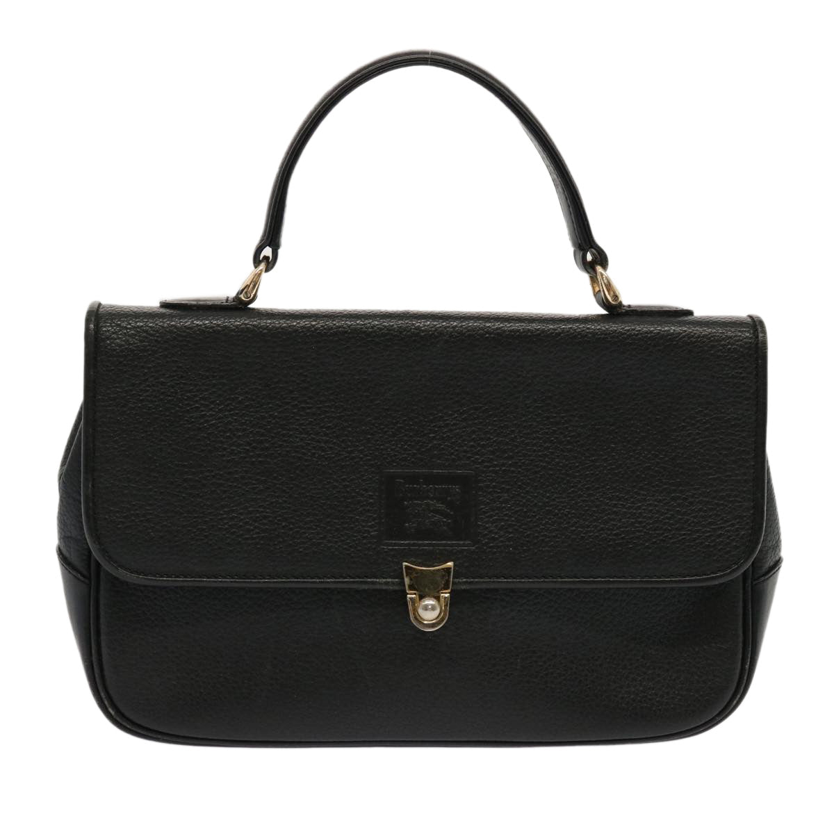 BURBERRYSs Hand Bag Leather Black Auth 69546