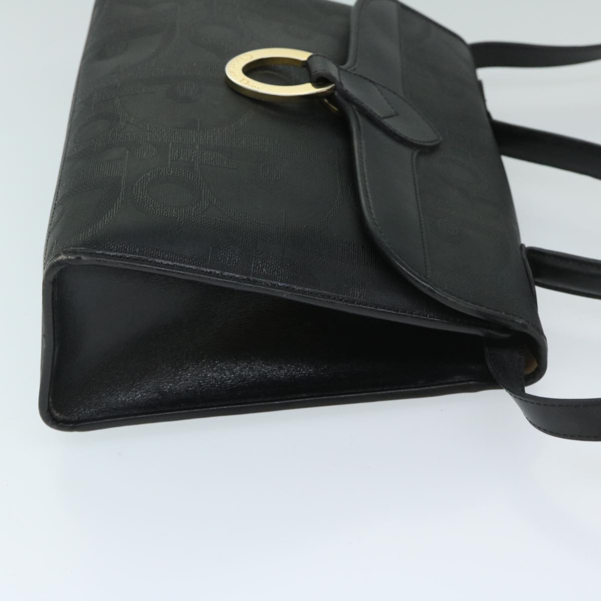 CHRISTIAN DIOR Trotter Canvas Hand Bag 2way Black Auth 69558