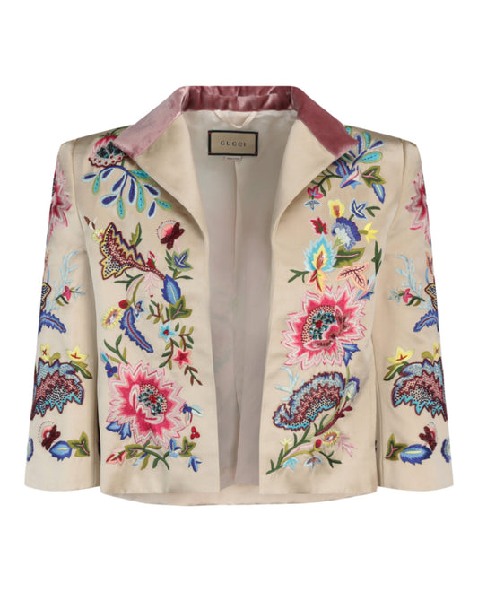Gucci Mens Embroidered Silk Duchess Jacket Regular M Multi