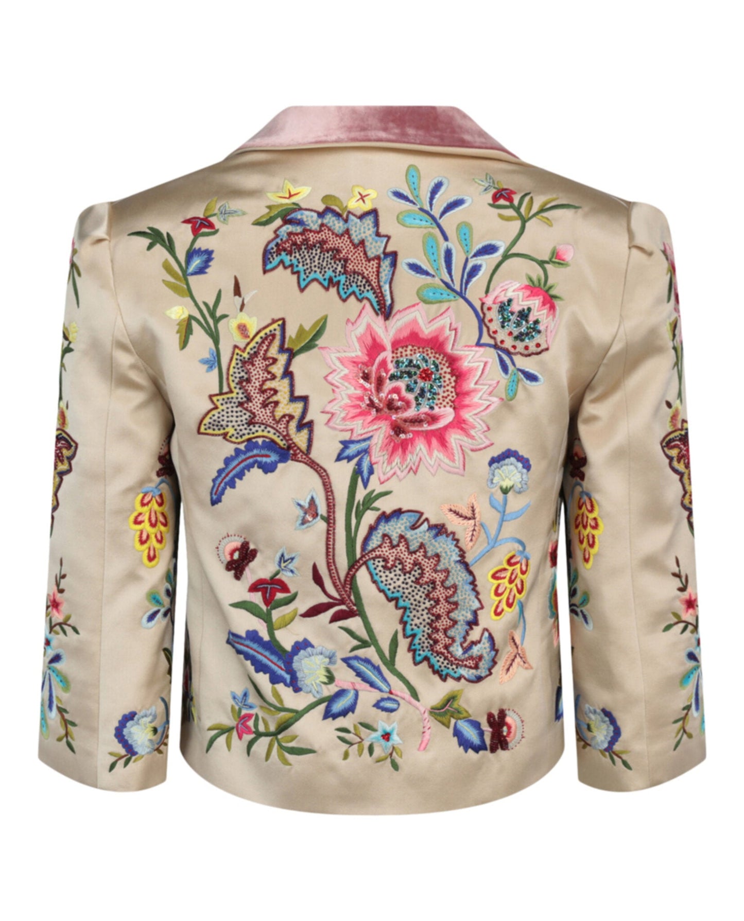 Gucci Mens Embroidered Silk Duchess Jacket