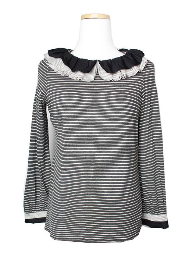 Charcoal gray striped blouse 44 Chanel