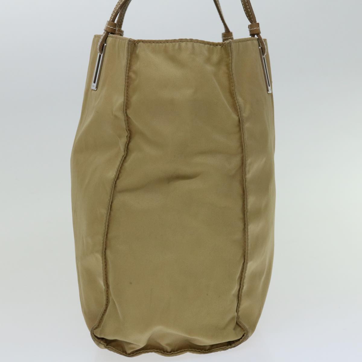 PRADA Tote Bag Nylon Beige Auth 69660