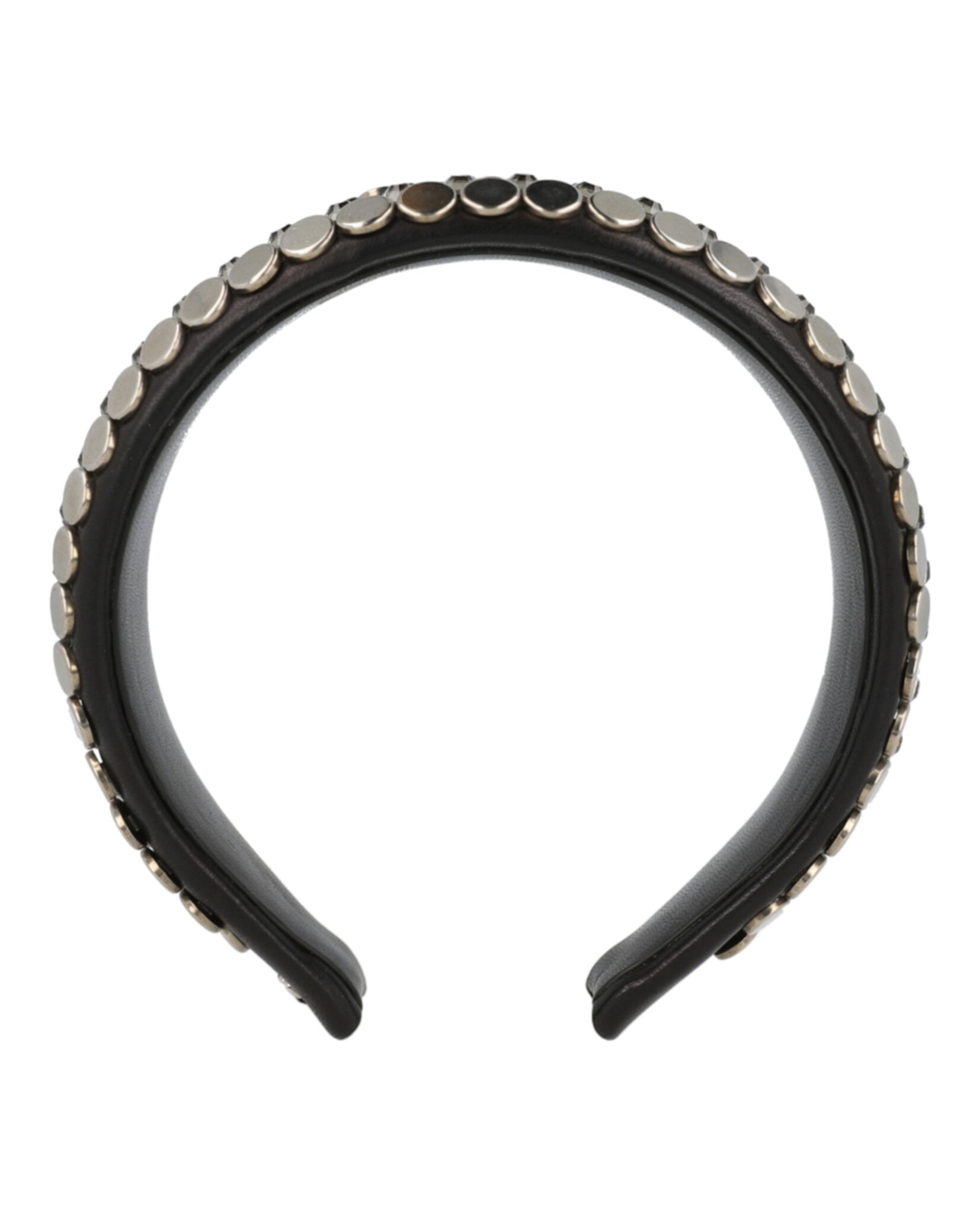 Gucci Womens Beaded Leather Headband Black