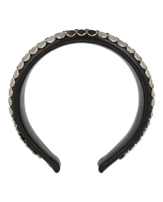 Gucci Womens Beaded Leather Headband Black