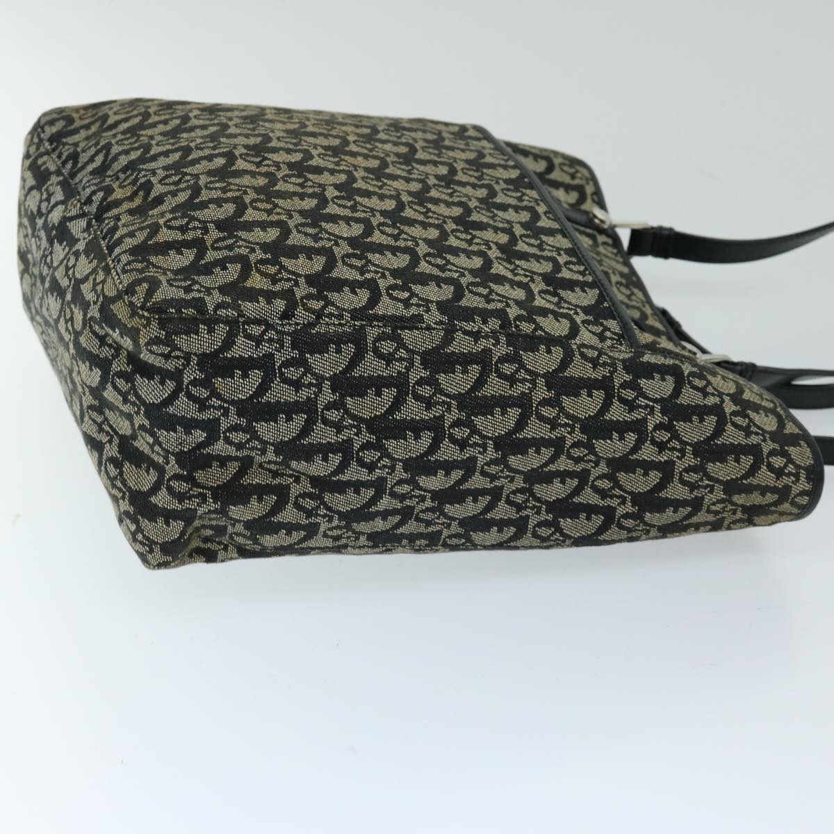 CHRISTIAN DIOR Trotter Canvas Tote Bag Black Auth 69753