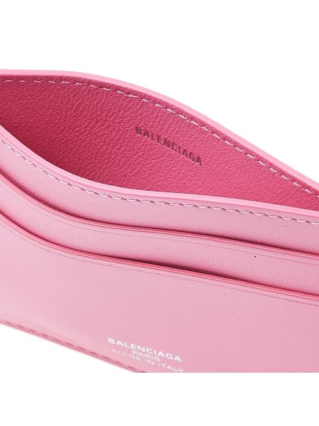 Luxury Balenciaga  Logo Calfskin Card Wallet Pink