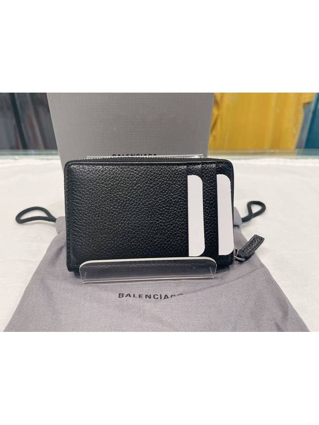 Luxury Balenciaga  Logo Zip Around Half Wallet Black