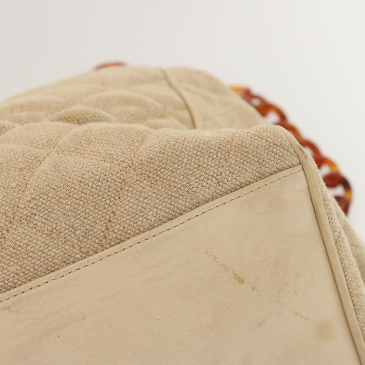 CHANEL Tote Bag Canvas Beige CC Auth 69969