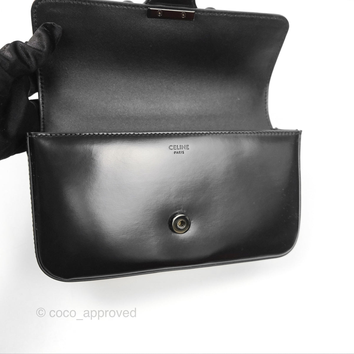 Celine Triomphe Chain Shoulder Bag So Black Shiny Calfskin