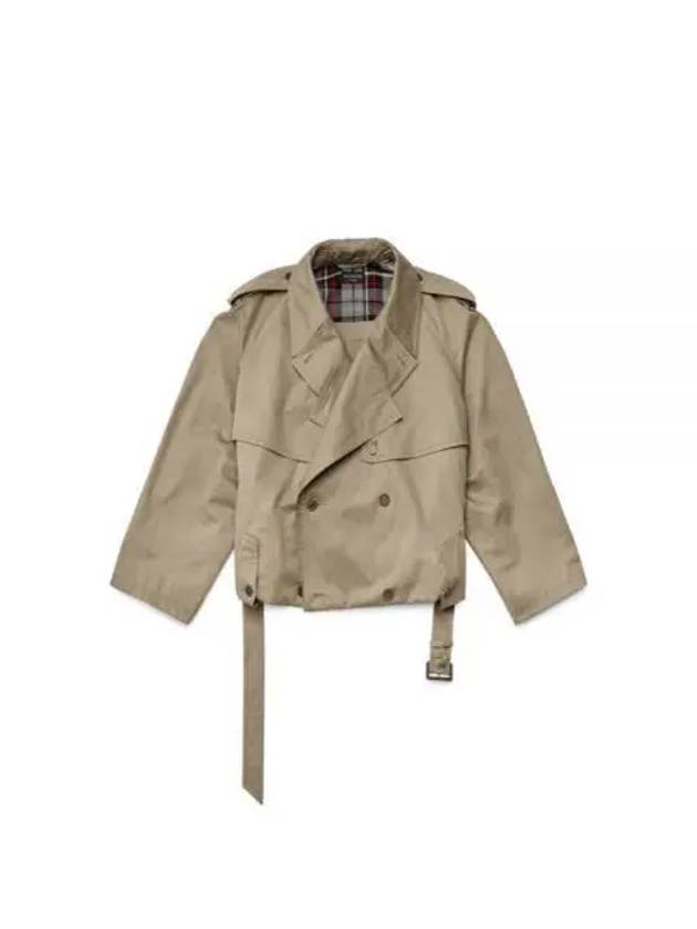 Luxury Balenciaga  Fold Cotton Twill Short Trench Coat Beige