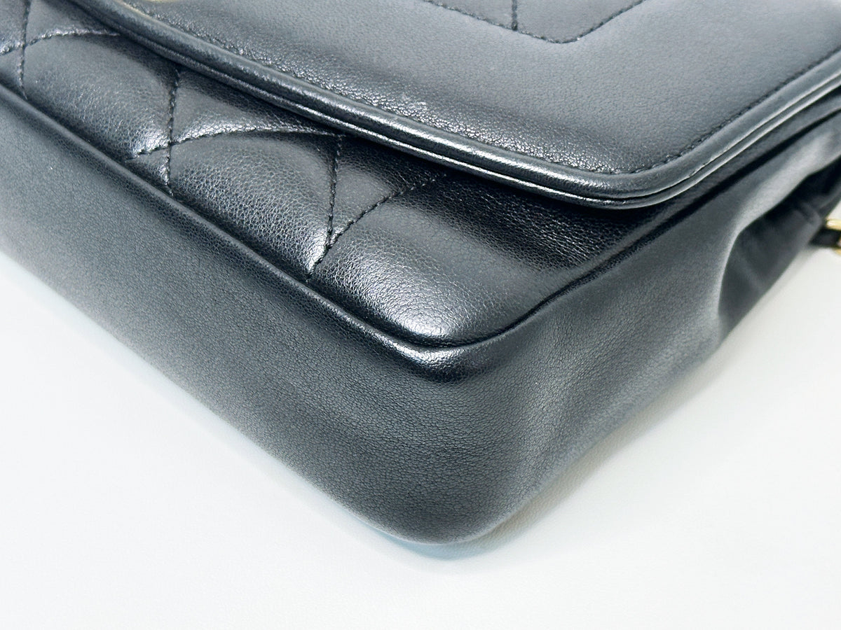 Chanel Small Diana Flap Black Lambskin GHW 2073 holo
