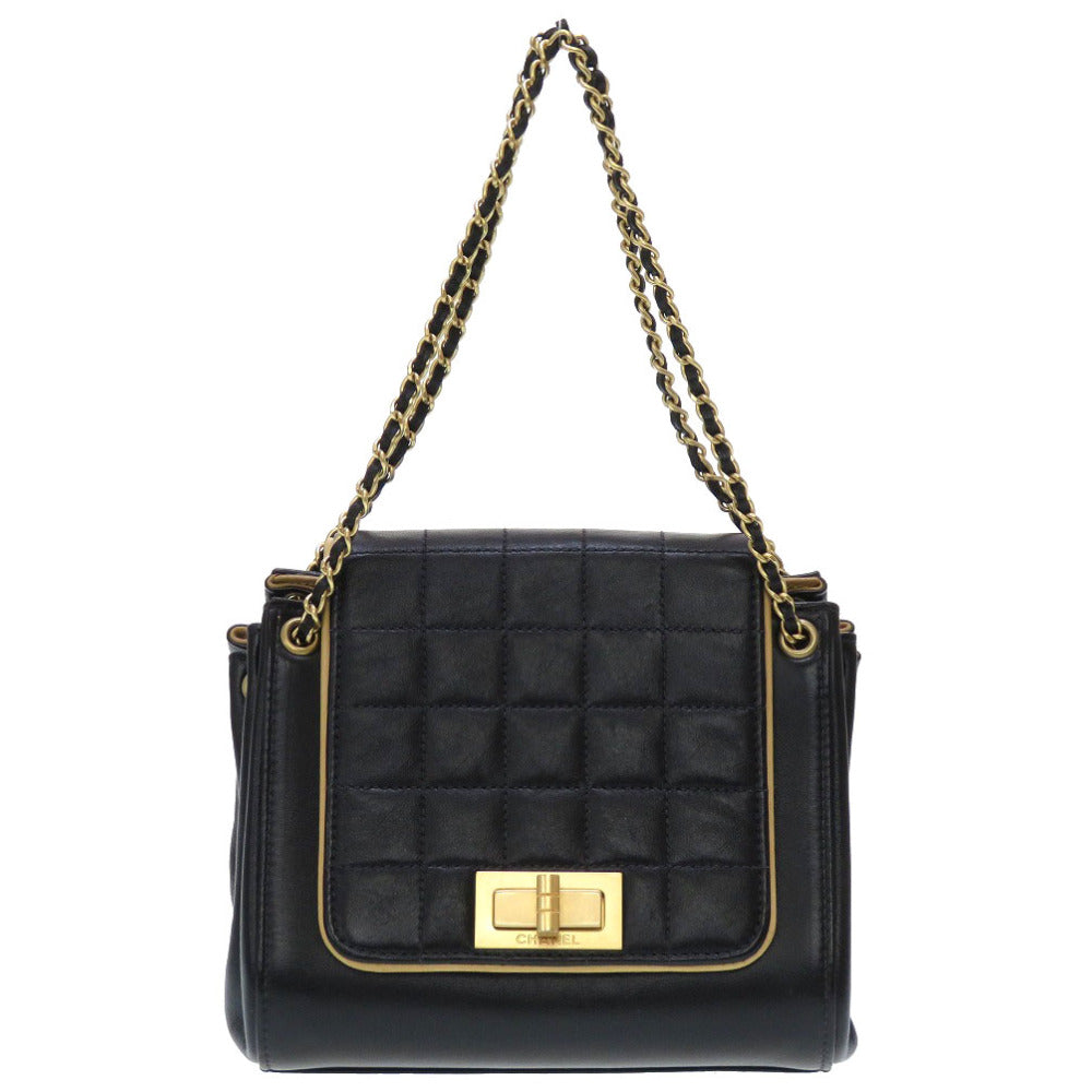 CHANEL Shoulder Bag lambskin black 2.55 chocolate bar Women Used