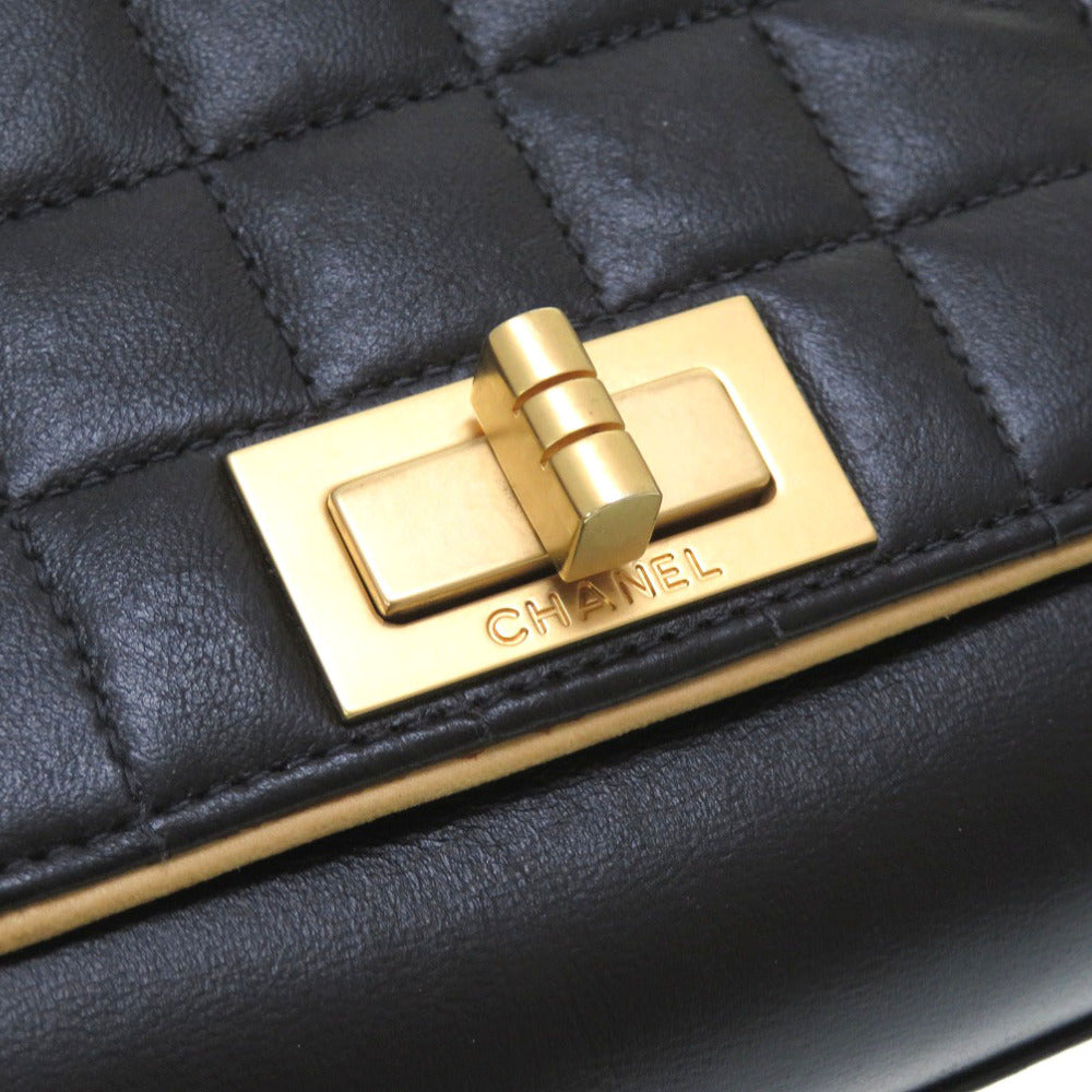 CHANEL Shoulder Bag lambskin black 2.55 chocolate bar Women Used