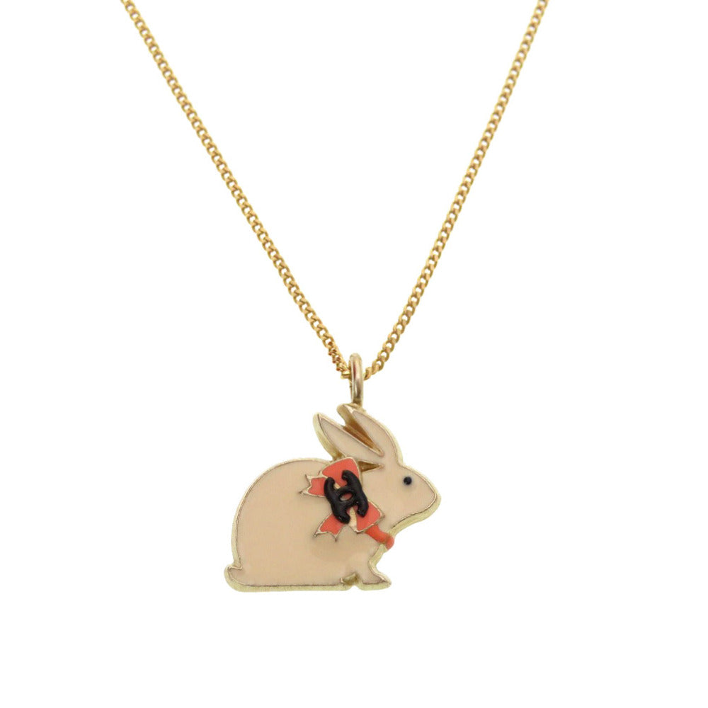CHANEL Necklace metal white Rabbit COCO Mark