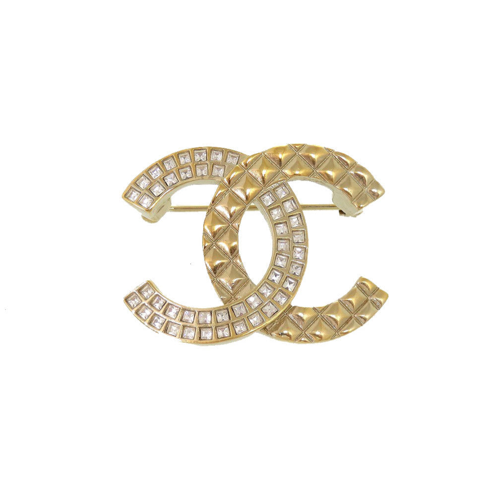 CHANEL Brooch Metal, Rhinestone gold COCO Mark
