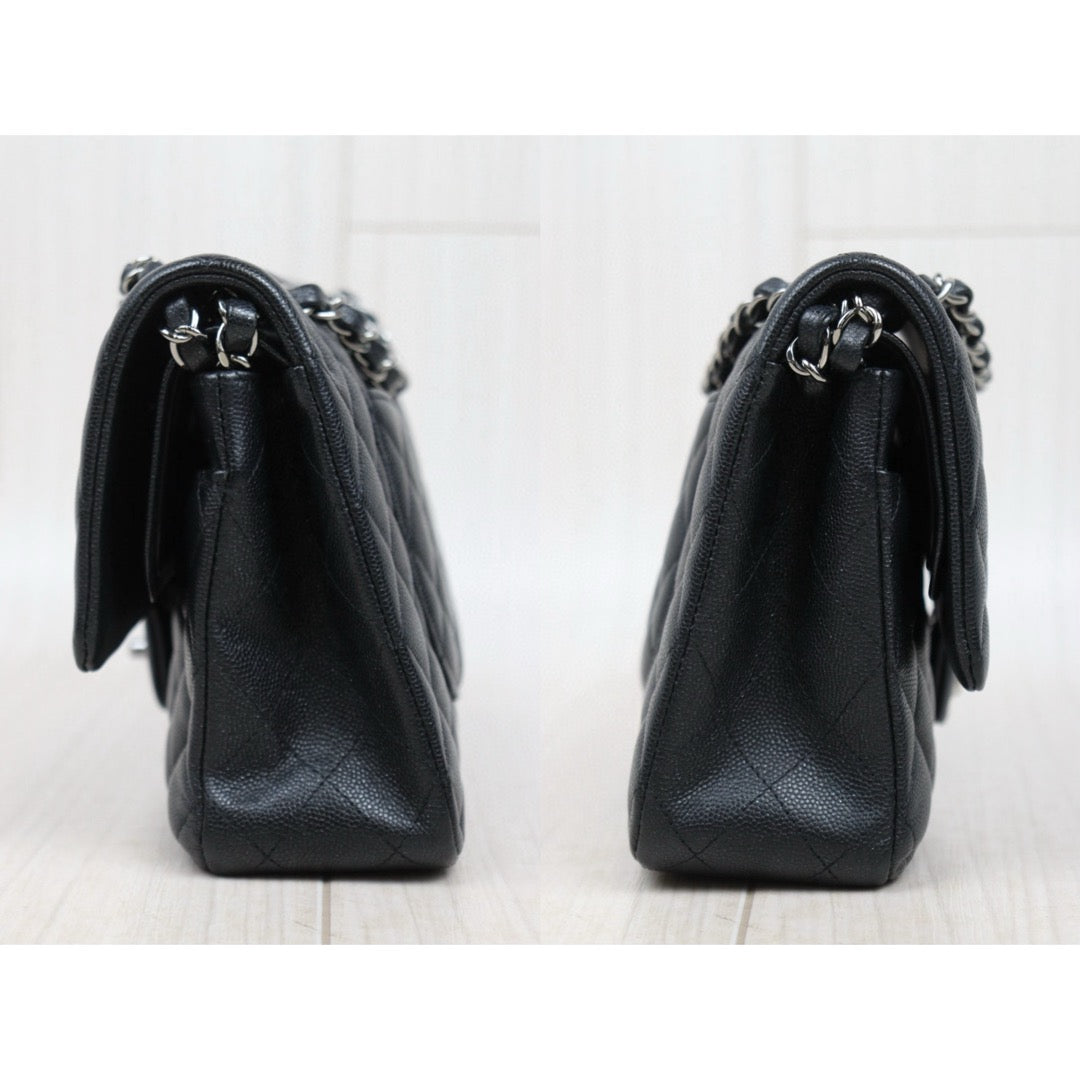 Very Good ( Rank A)｜ CHANEL Caviar Skin Matrasse Double Flap 25 Shoulder Bag Pearlescent Black Made In 2017-2018Year｜P25051607