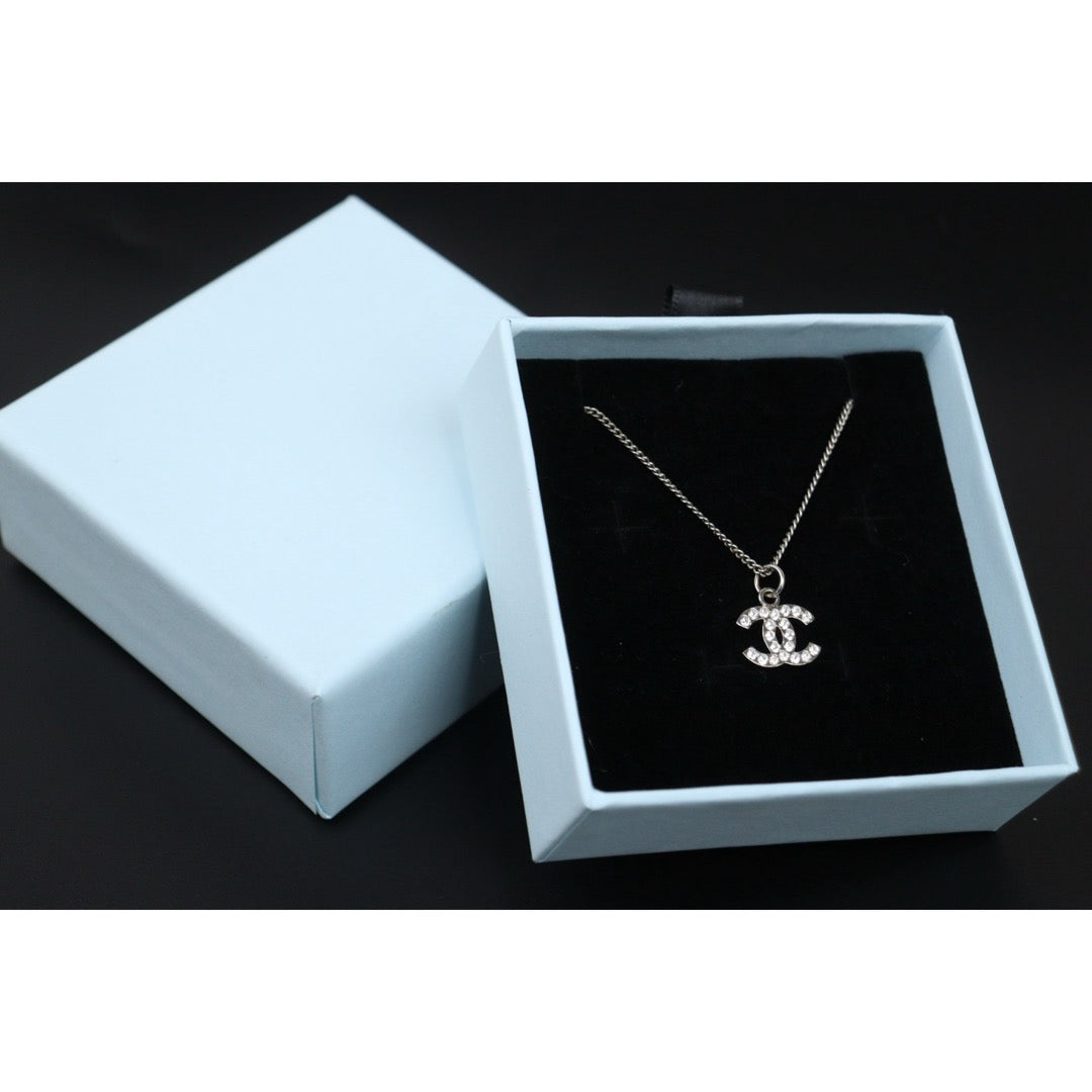 Very Good ( Rank A)｜CHANEL COCO Mark Rhinestone Necklace Silver｜V25071018