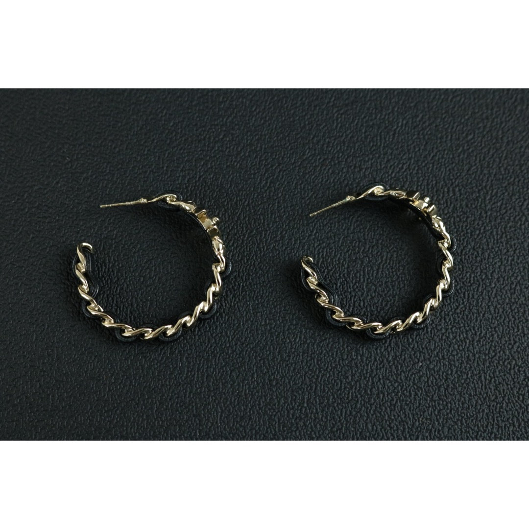 Excellent（Rank SA）｜ CHANEL Coco Mark Leather chain Earrings｜W25030117
