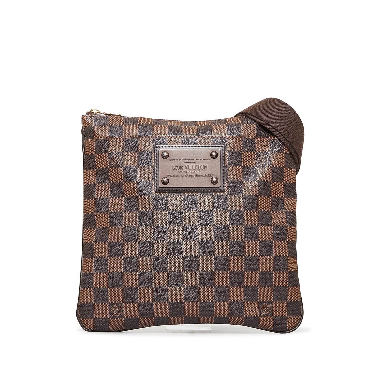 LOUIS VUITTON Damier Ebene Brooklyn Flat Pochette Crossbody Bag