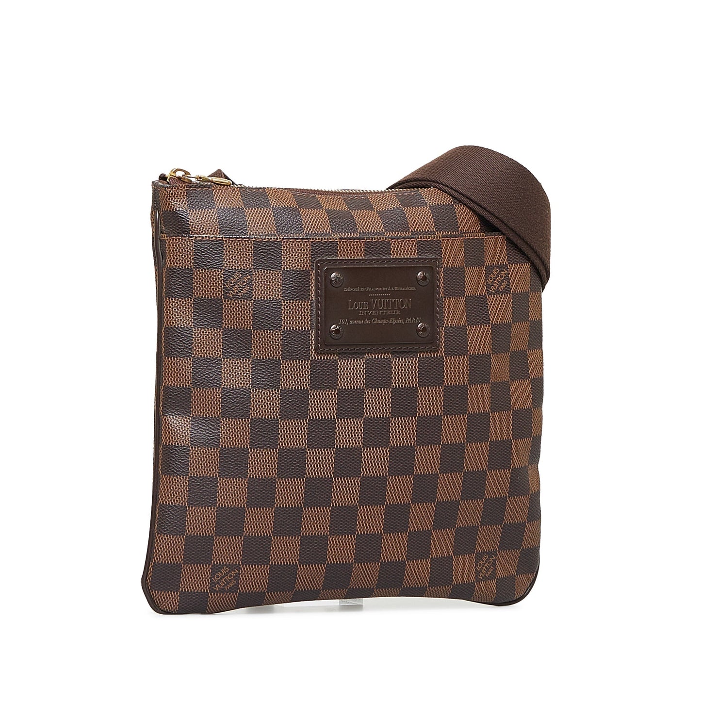 LOUIS VUITTON Damier Ebene Brooklyn Flat Pochette Crossbody Bag