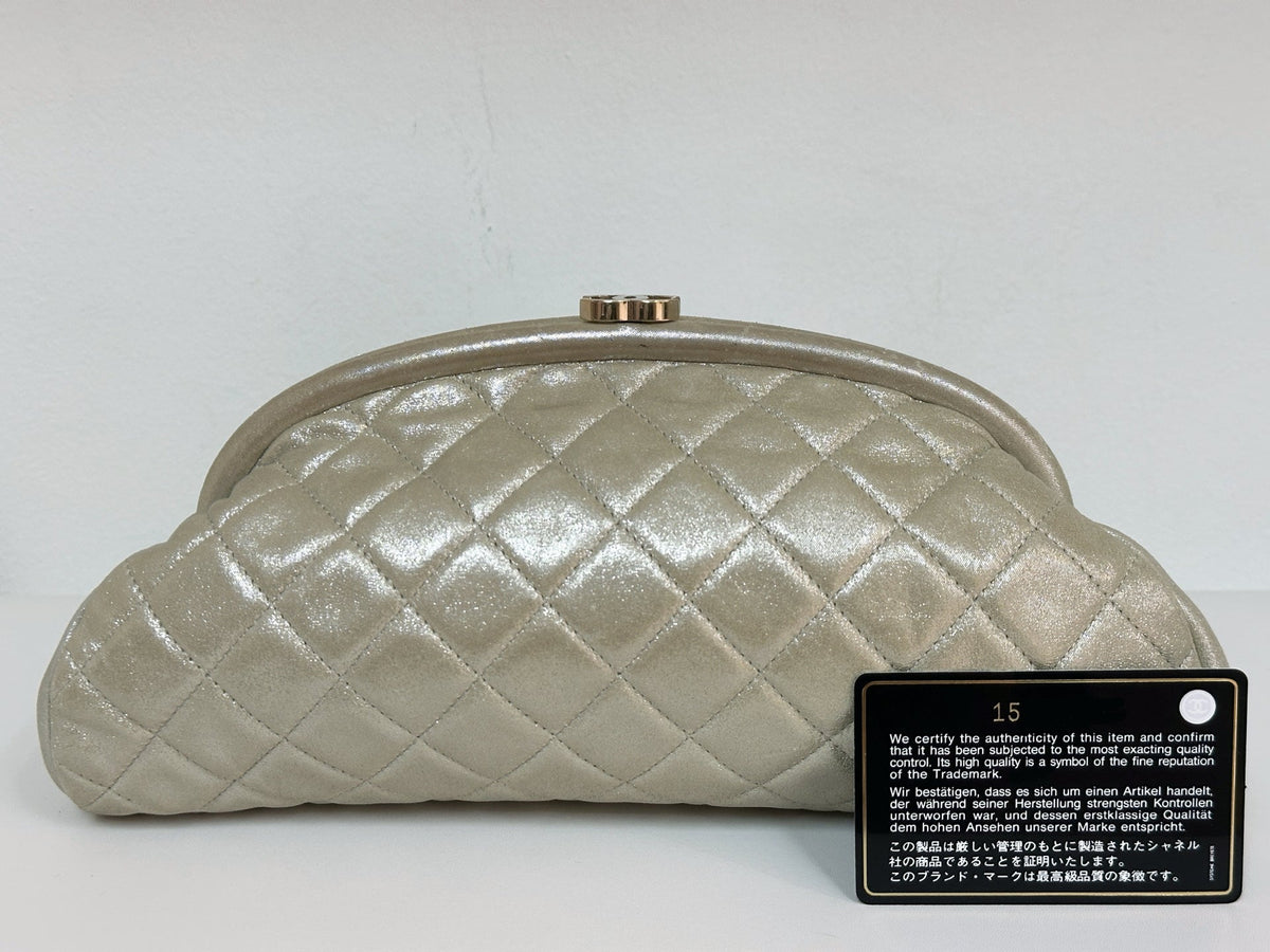 Chanel Timeless Clutch Bag shinny gold beige colour