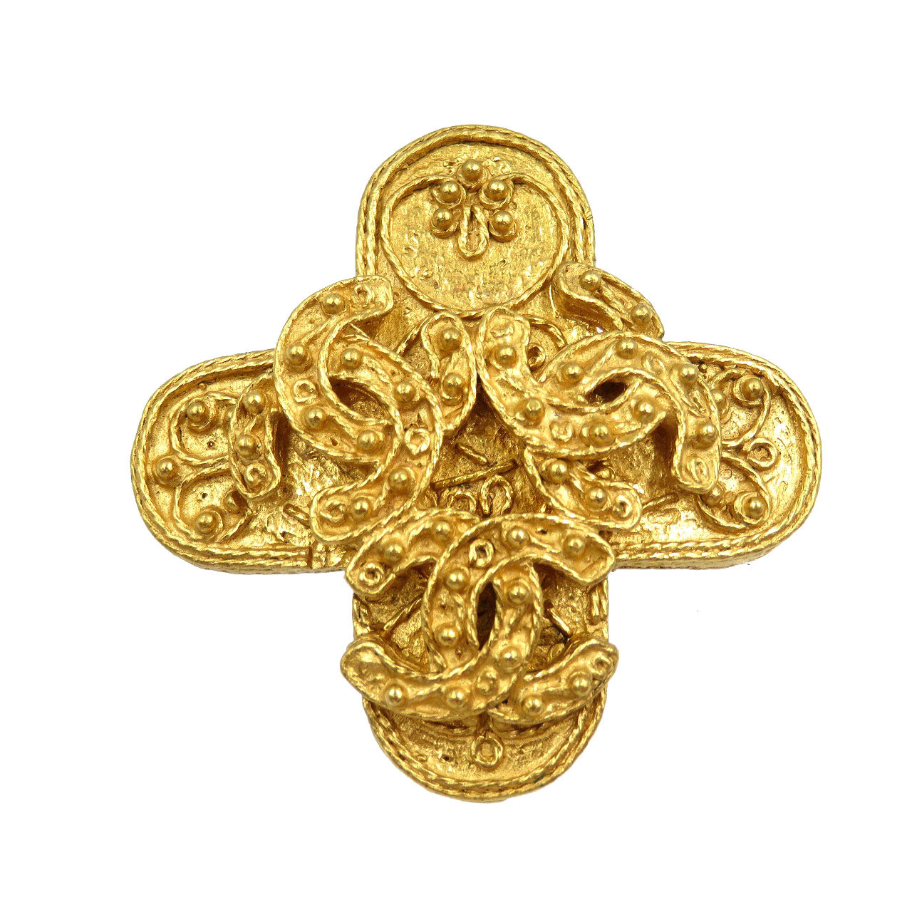 CHANEL Brooch metal gold Triple COCO Mark