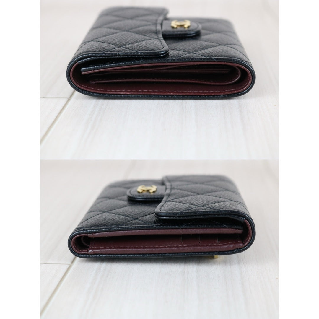 Very Good ( Rank A)｜Chanel Caviar Skin Black Wallet Made In 2016-2017Year ｜S25071505
