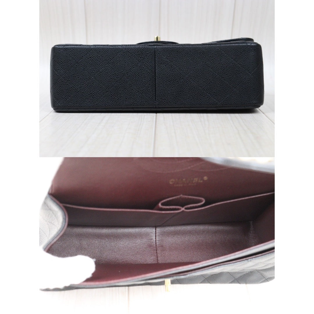 Rank A｜ CHANEL Caviar Skin Matrasse Double Flap 30 Shoulder Bag Black Made In 2015-2016Year  ｜S24061702