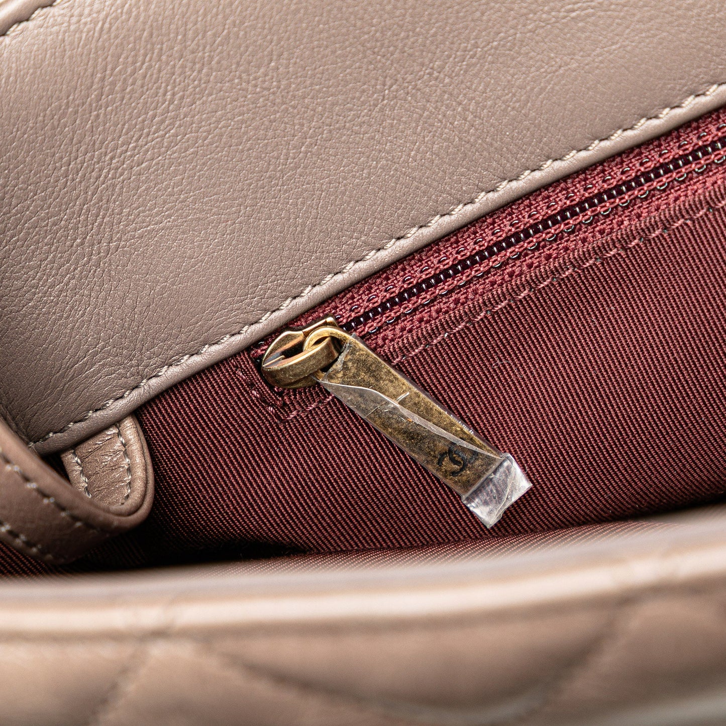 Taupe Chanel Quilted Glazed Calfskin Gold Bar Tote Satchel