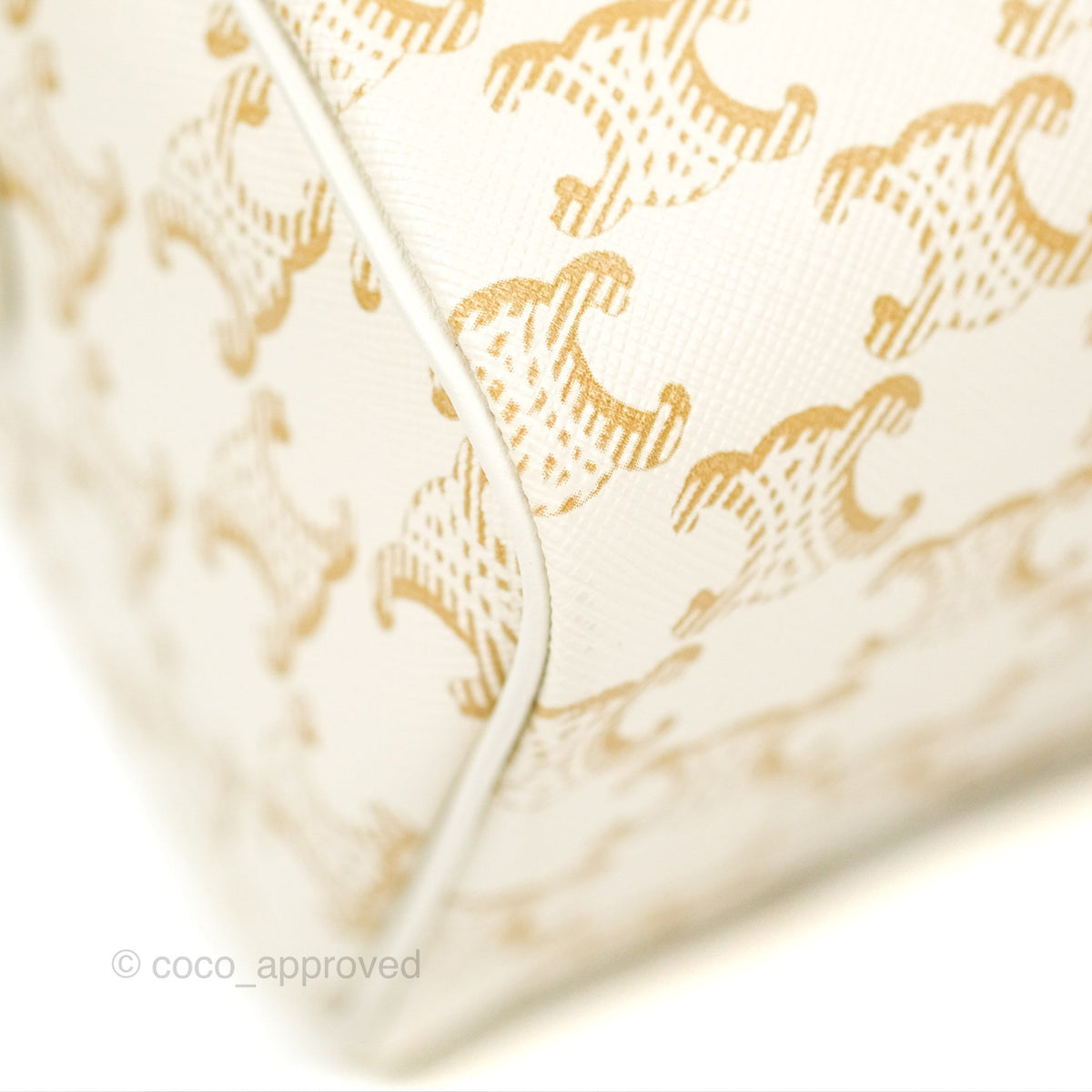 Celine Small Boston Bag White Triomphe Canvas Calfskin