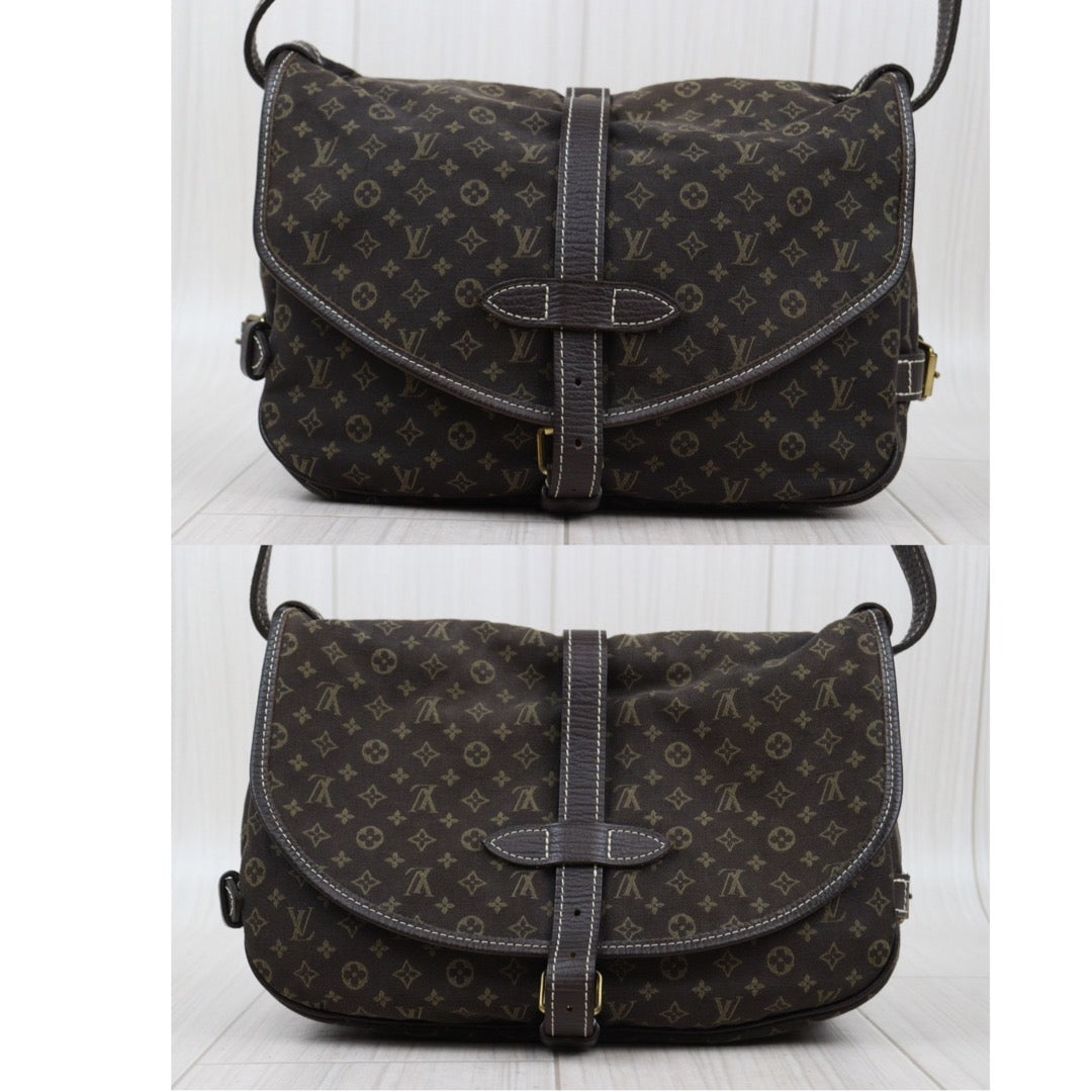 Rank A ｜LV Monogram Mini Run Saumur  Shoulder Bag Canvas Leather Brown｜24032610