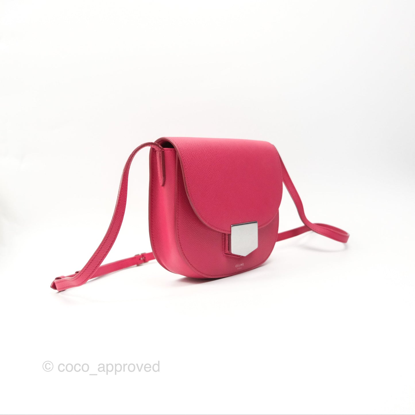 Celine Small Trotteur Crossbody Bag Grained Calfskin Dark Pink