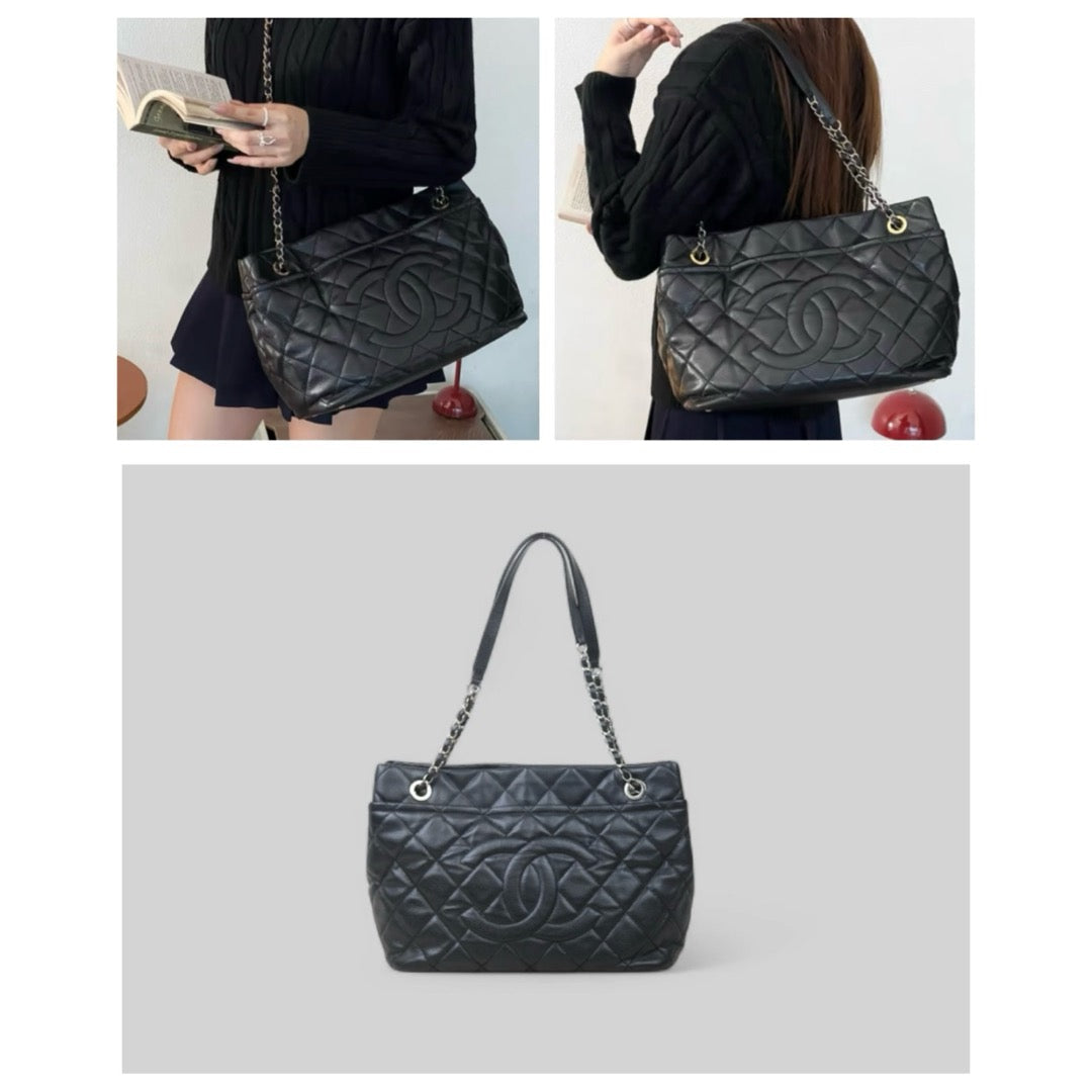 Very Good ( Rank A)｜ CHANEL Matrasse Chain Tote Bag Caviar Skin Black  Made In 2012-2013 Year｜S24092802