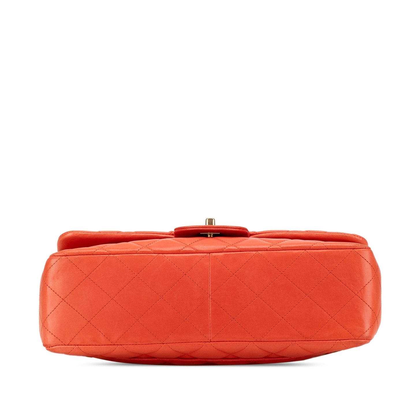 Orange Chanel Jumbo Classic Lambskin Single Flap Shoulder Bag