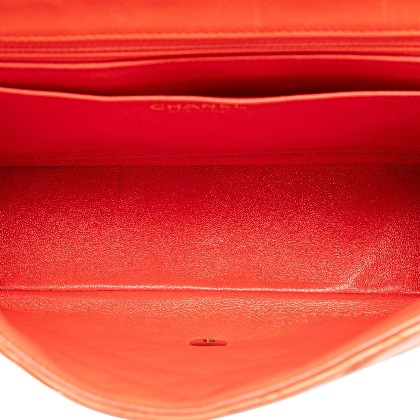 Orange Chanel Jumbo Classic Lambskin Single Flap Shoulder Bag