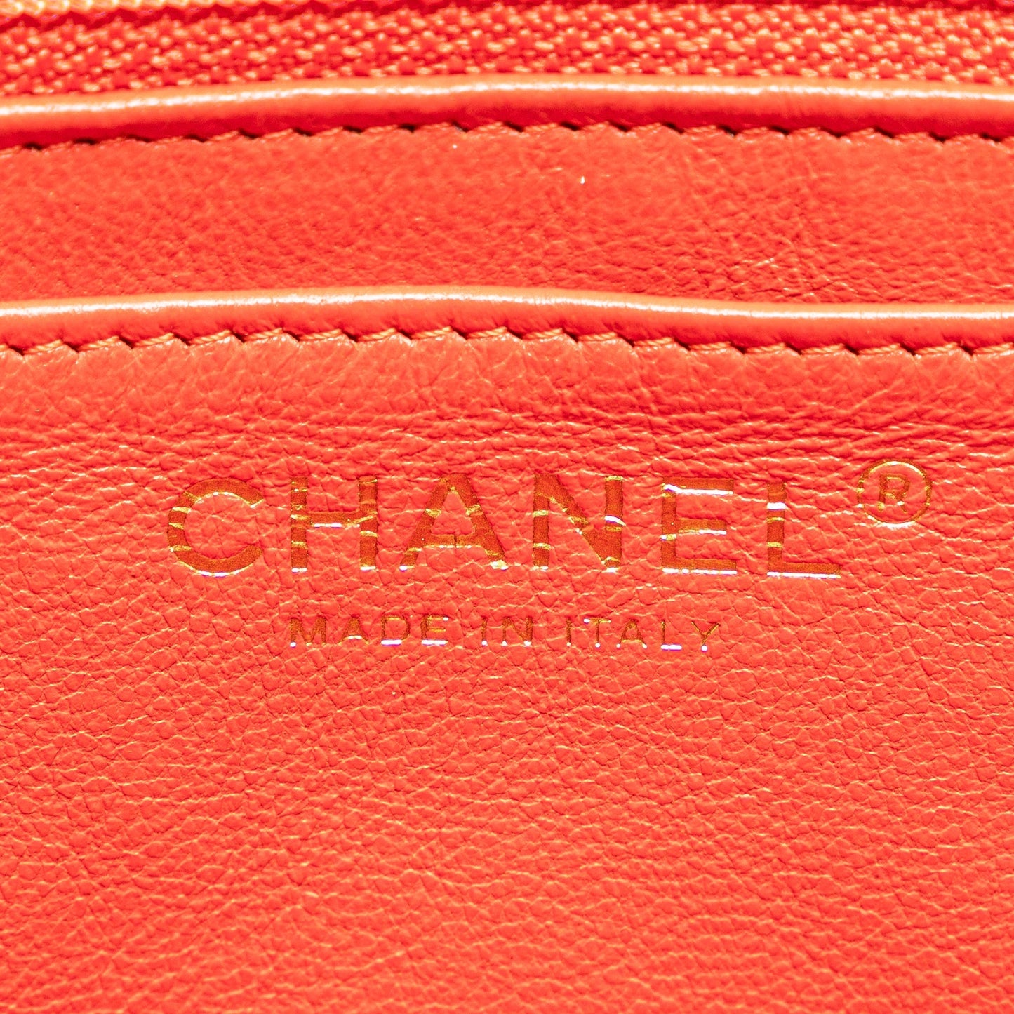 Orange Chanel Jumbo Classic Lambskin Single Flap Shoulder Bag