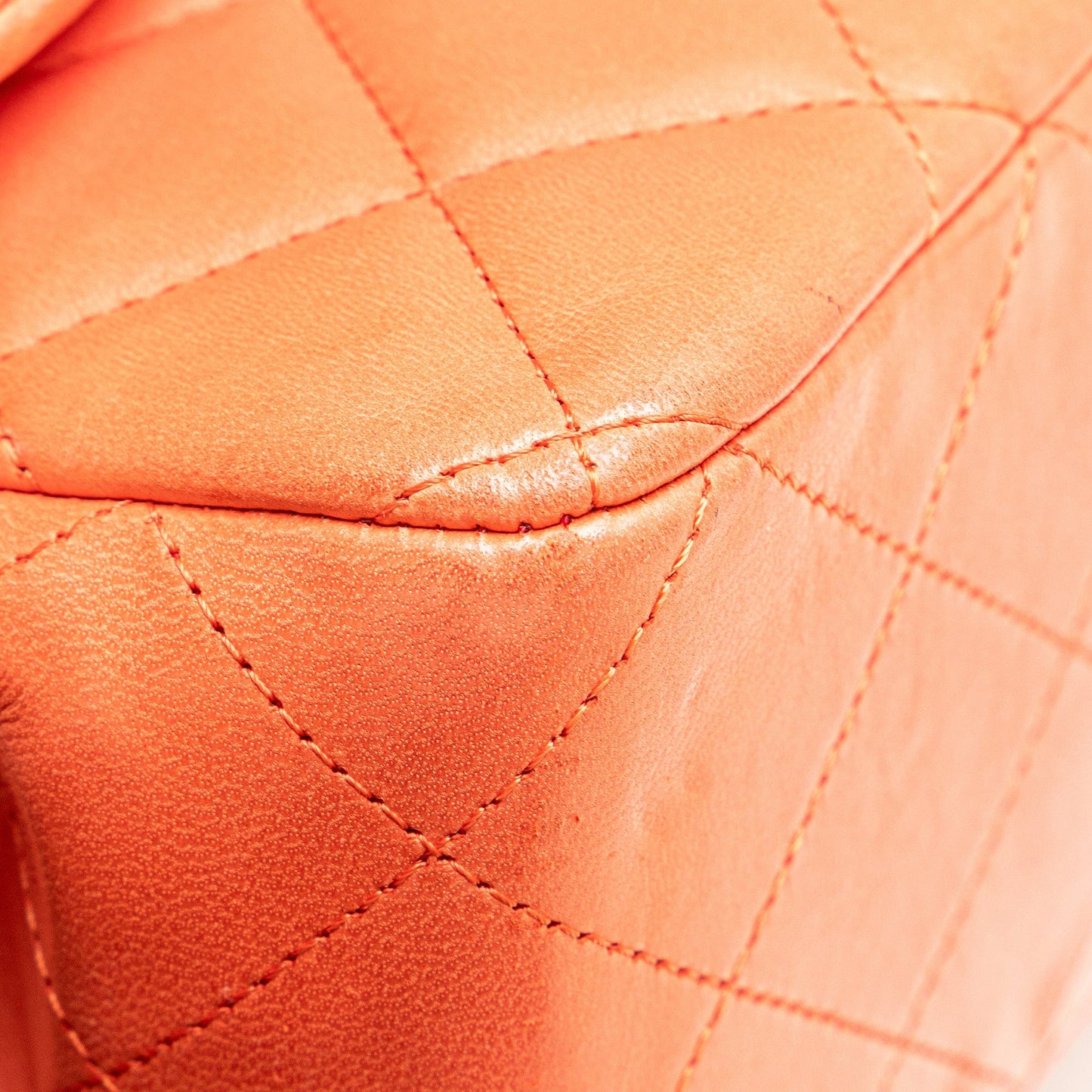 Orange Chanel Jumbo Classic Lambskin Single Flap Shoulder Bag