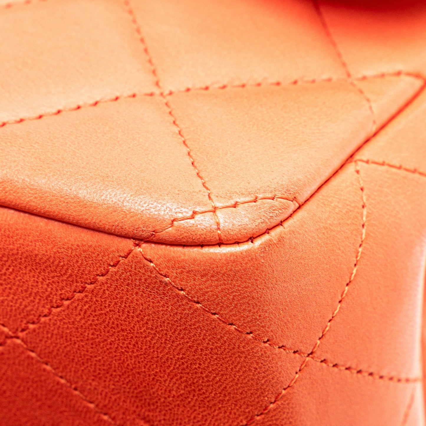 Orange Chanel Jumbo Classic Lambskin Single Flap Shoulder Bag