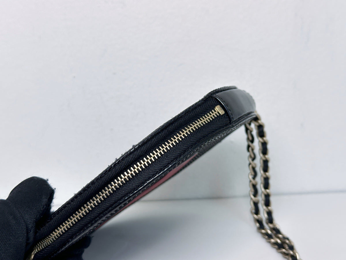 Chanel Record Chain Bag in Patent Leather Black Red 8954 holo