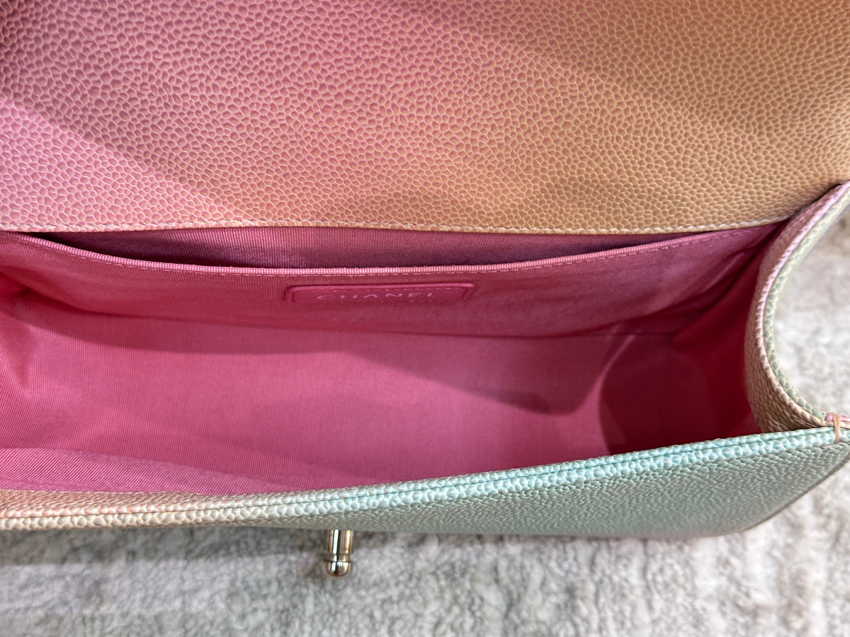 Chanel Rainbow Qulited Caviar Boy Bag Medium