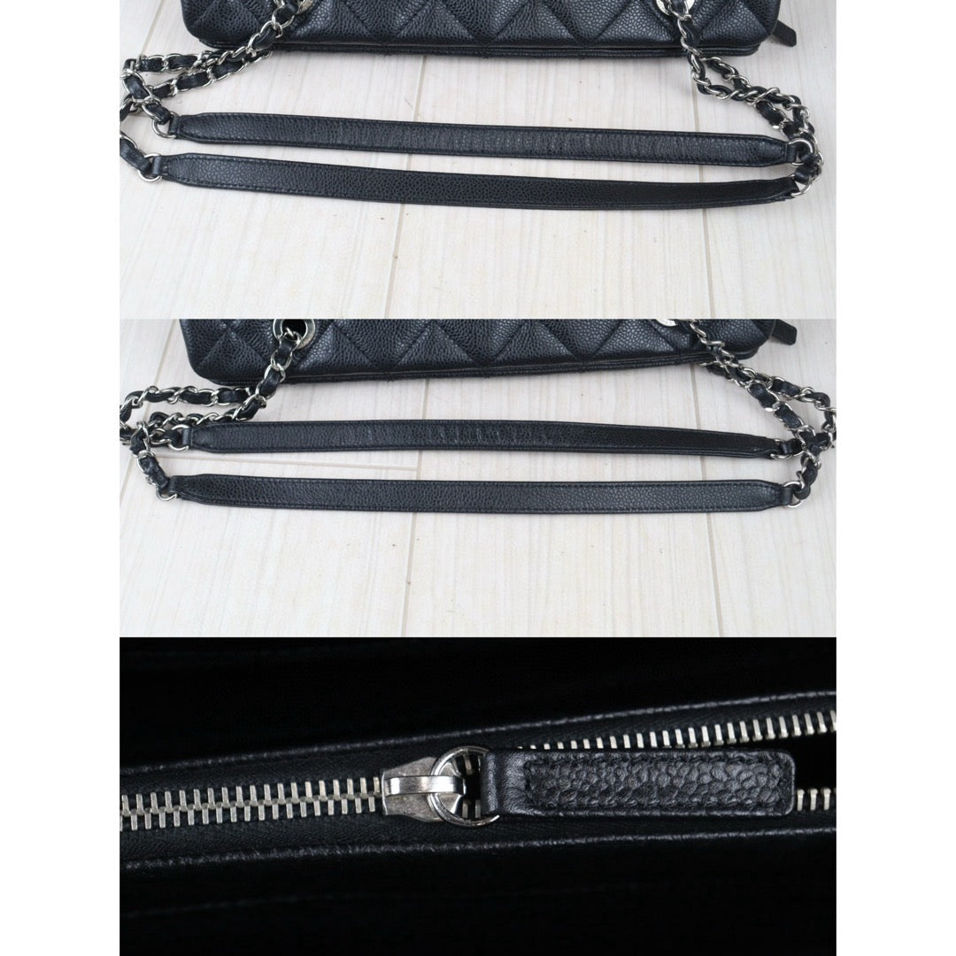 Good ( Rank AB) ｜ CHANEL Caviar Skin Leather Calf Leather Tote Bag Black Made In 2013～2014Year｜Y24082604