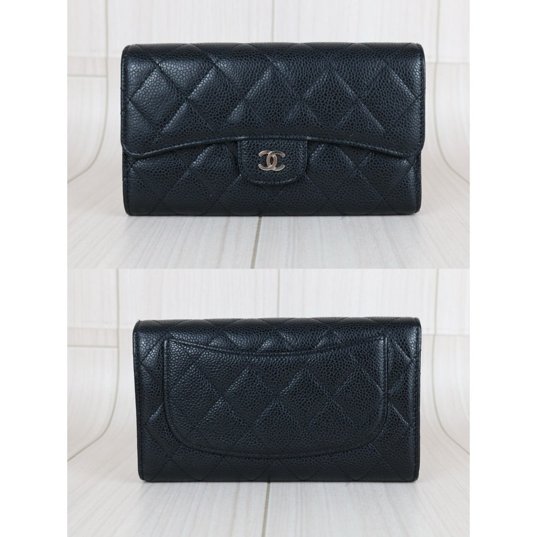 Very Good ( Rank A)｜CHANEL Caviar Skin Black Long Wallet Made In 2014 - 2015 Year｜X25050604