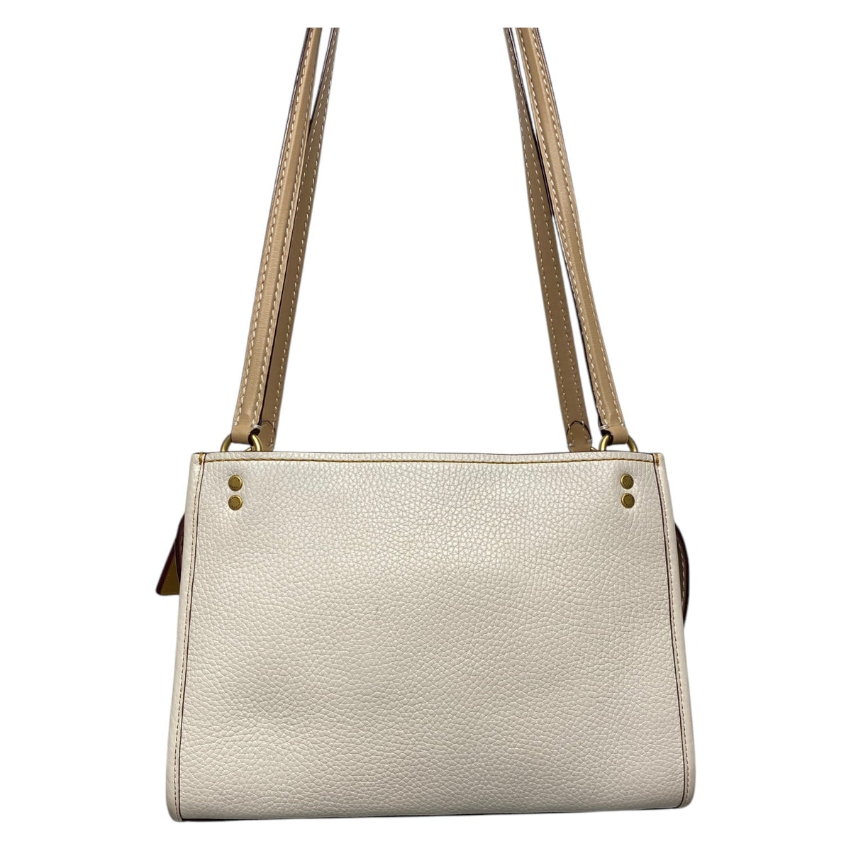 Handbag Designer By Coach In Tan & White, Size:Medium